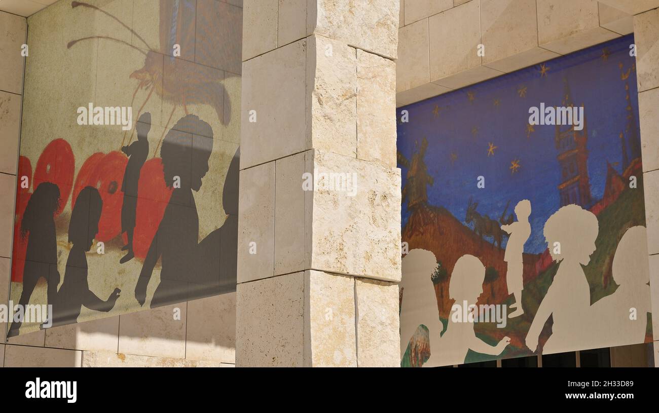 L'incredibile Getty Center nelle montagne di Santa Monica si affaccia su Los Angeles, Brentwood, California Foto Stock