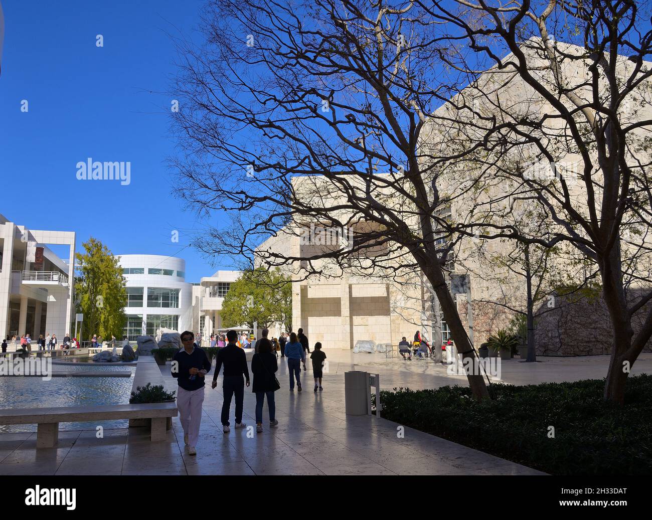 L'incredibile Getty Center nelle montagne di Santa Monica si affaccia su Los Angeles, Brentwood, California Foto Stock
