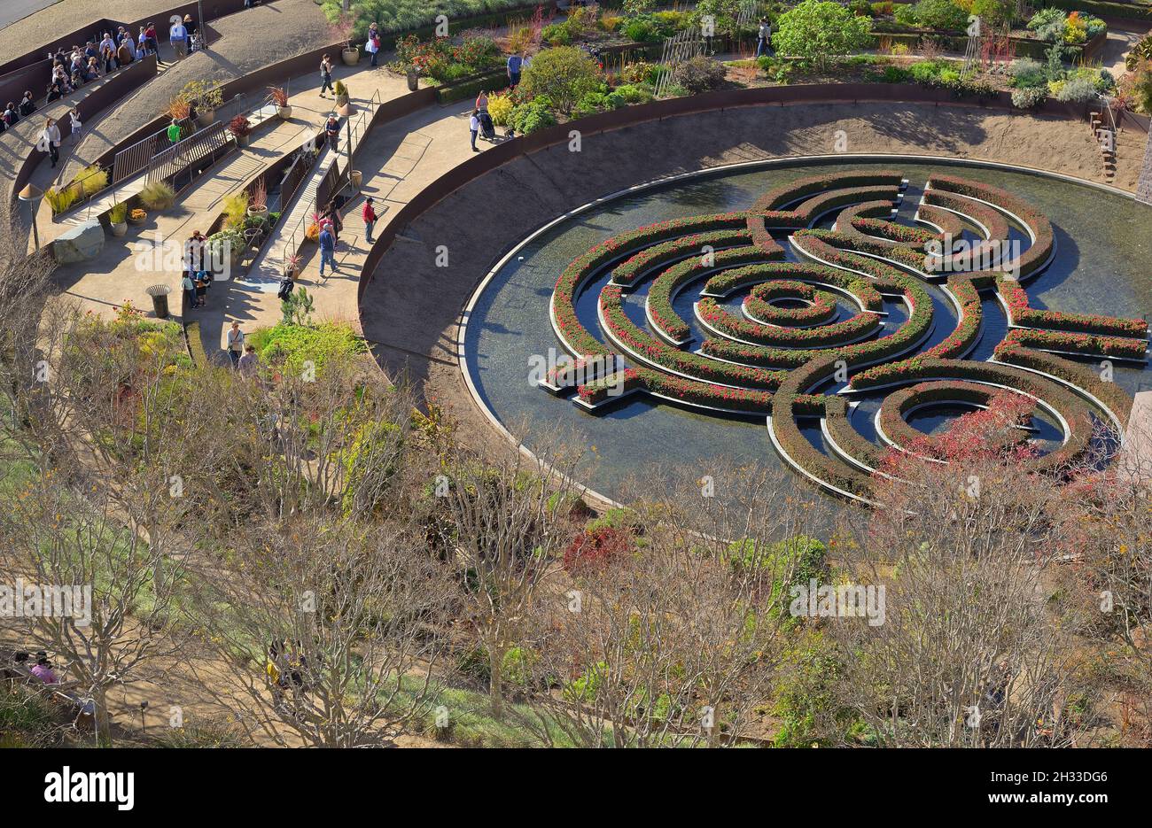 L'incredibile Getty Center nelle montagne di Santa Monica si affaccia su Los Angeles, Brentwood, California Foto Stock