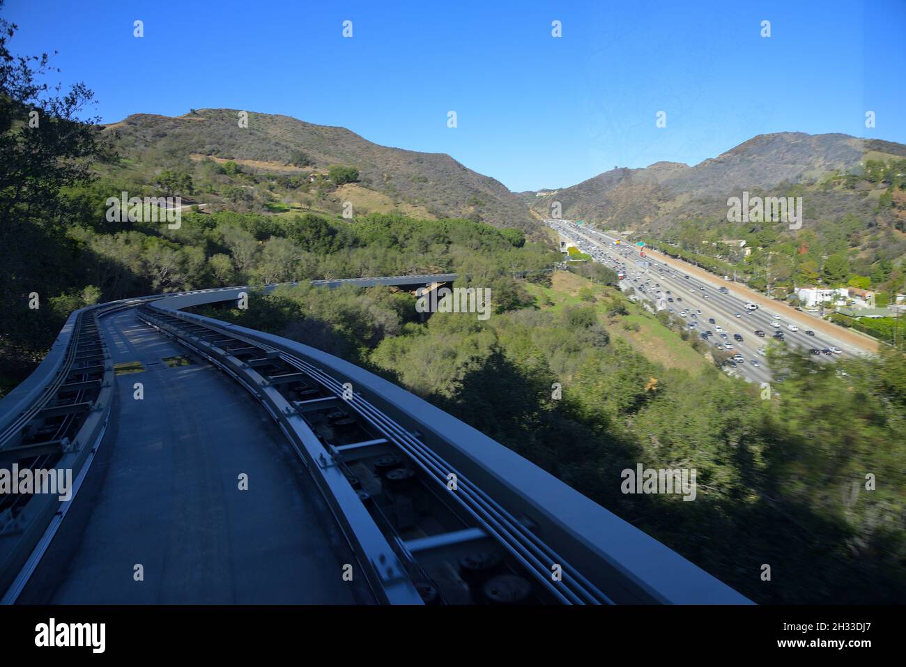 L'incredibile Getty Center nelle montagne di Santa Monica si affaccia su Los Angeles, Brentwood, California Foto Stock