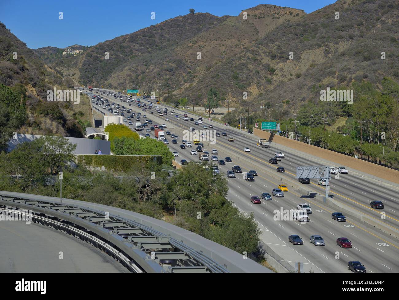 L'incredibile Getty Center nelle montagne di Santa Monica si affaccia su Los Angeles, Brentwood, California Foto Stock