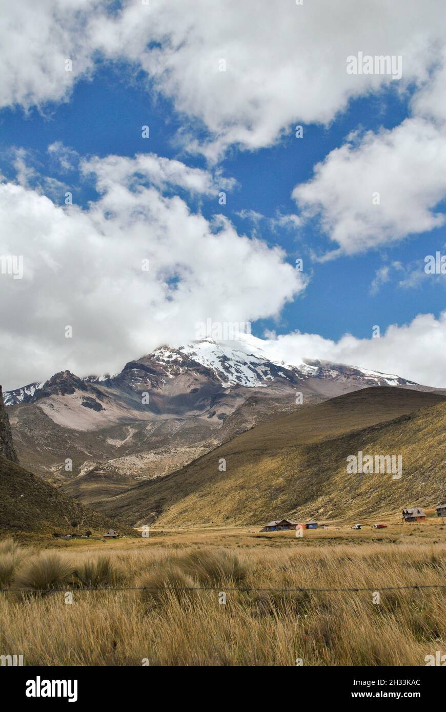 Paesaggio con vulcano Chimborazo, Ecuador Foto Stock