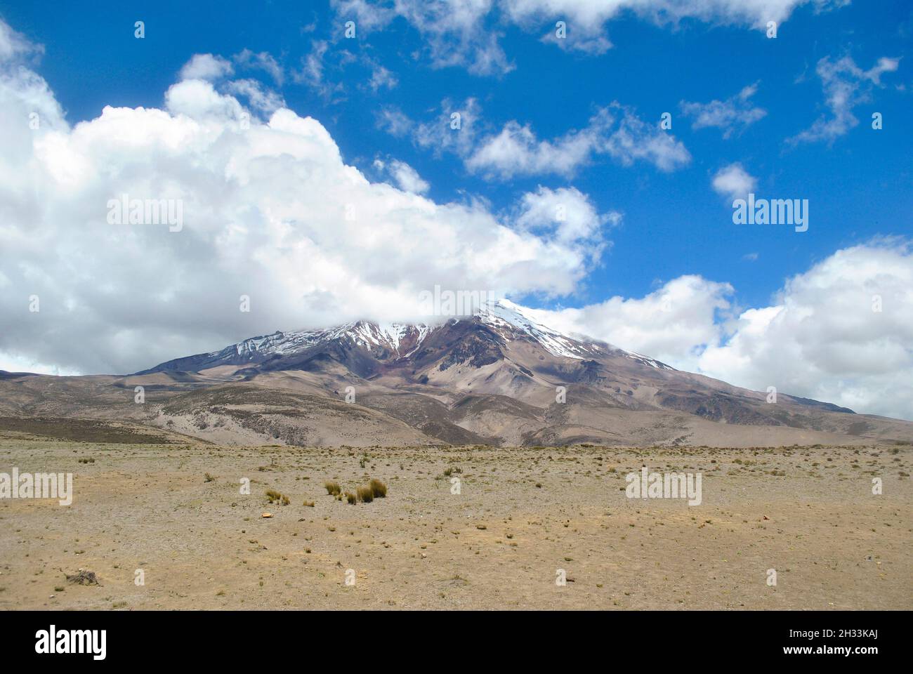 Paesaggio con vulcano Chimborazo, Ecuador Foto Stock