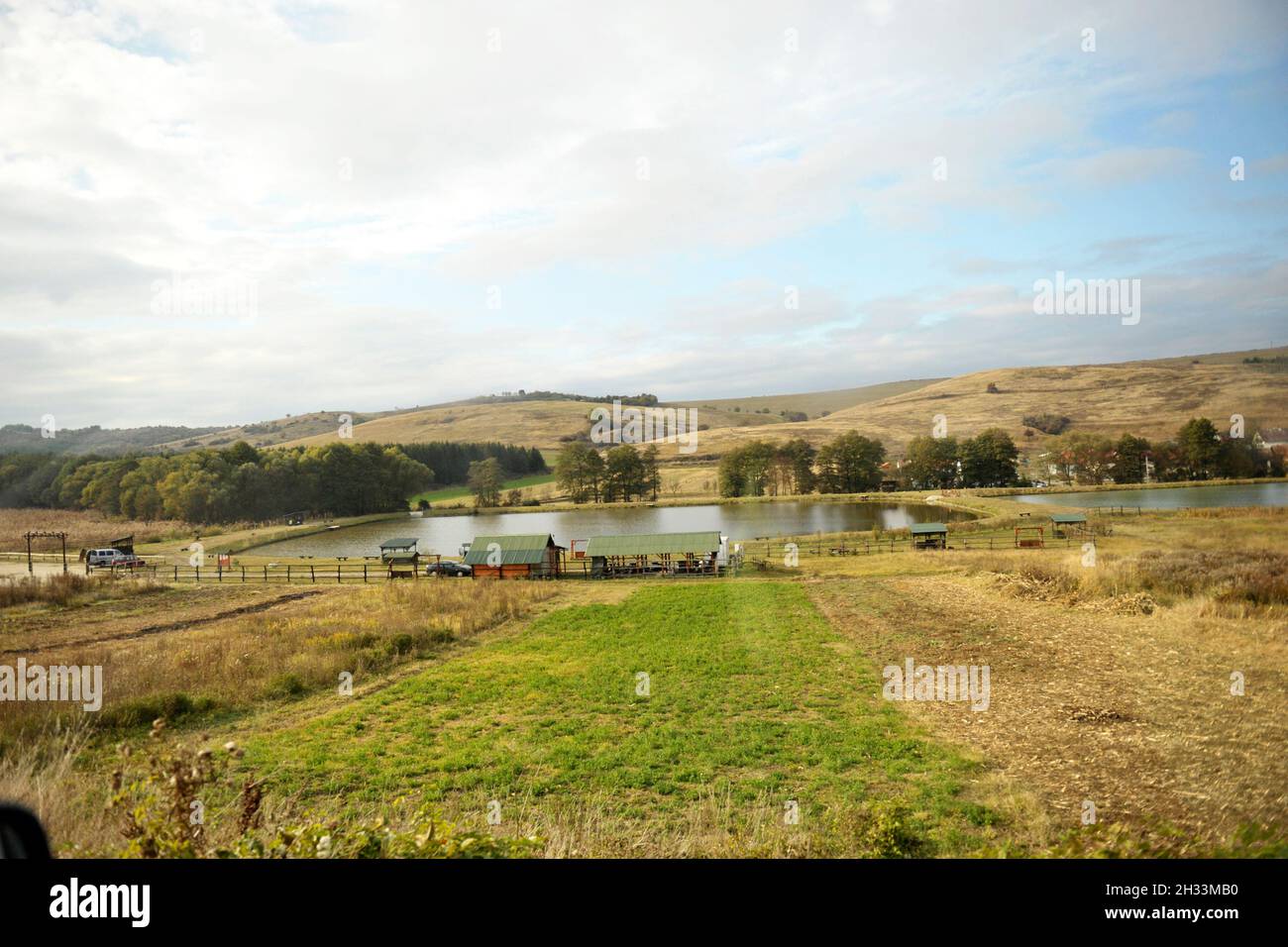 Lago di pesca carpe in Ungheria Foto Stock