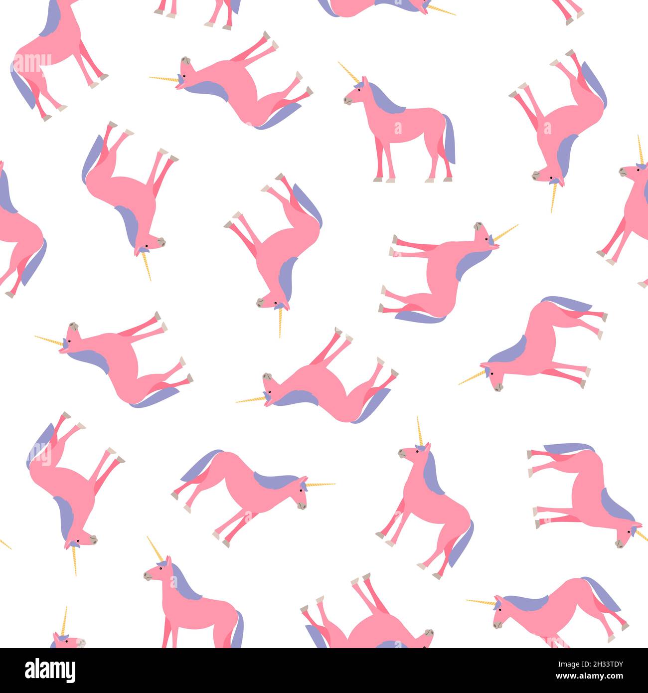 Motivo senza cuciture con unicorni su sfondo bianco Illustrazione Vettoriale