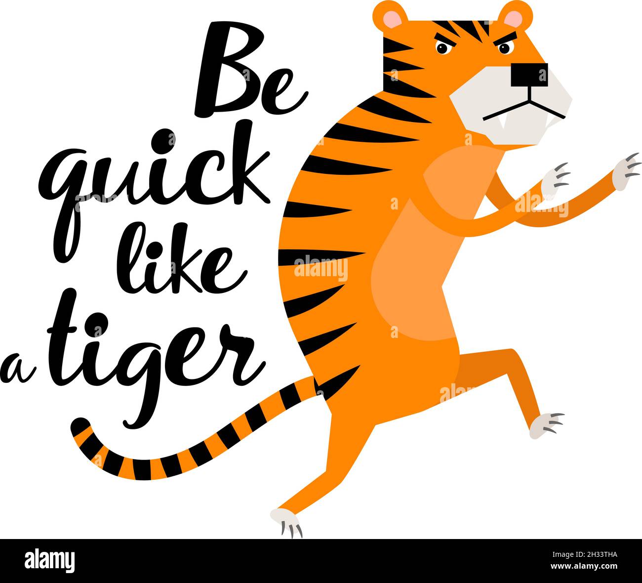 Biglietto d'auguri con simpatica tigre arrabbiata Illustrazione Vettoriale