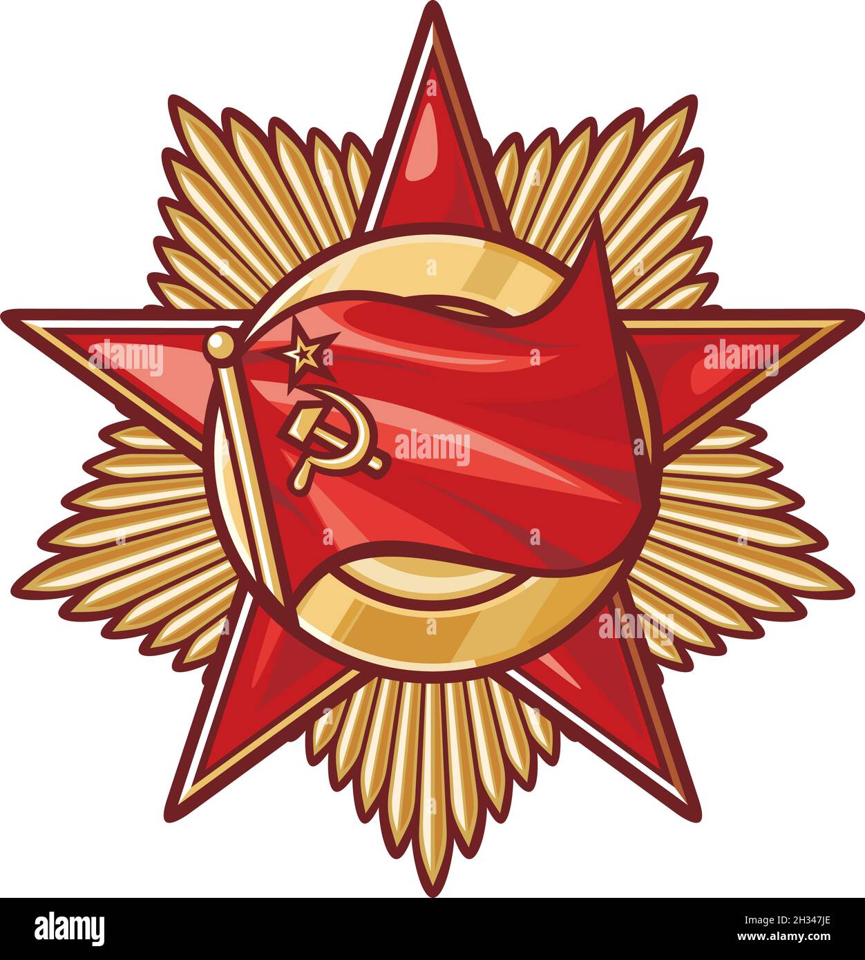 Illustrazione vettoriale dell'ordine delle stelle sovietiche (medaglia) Illustrazione Vettoriale