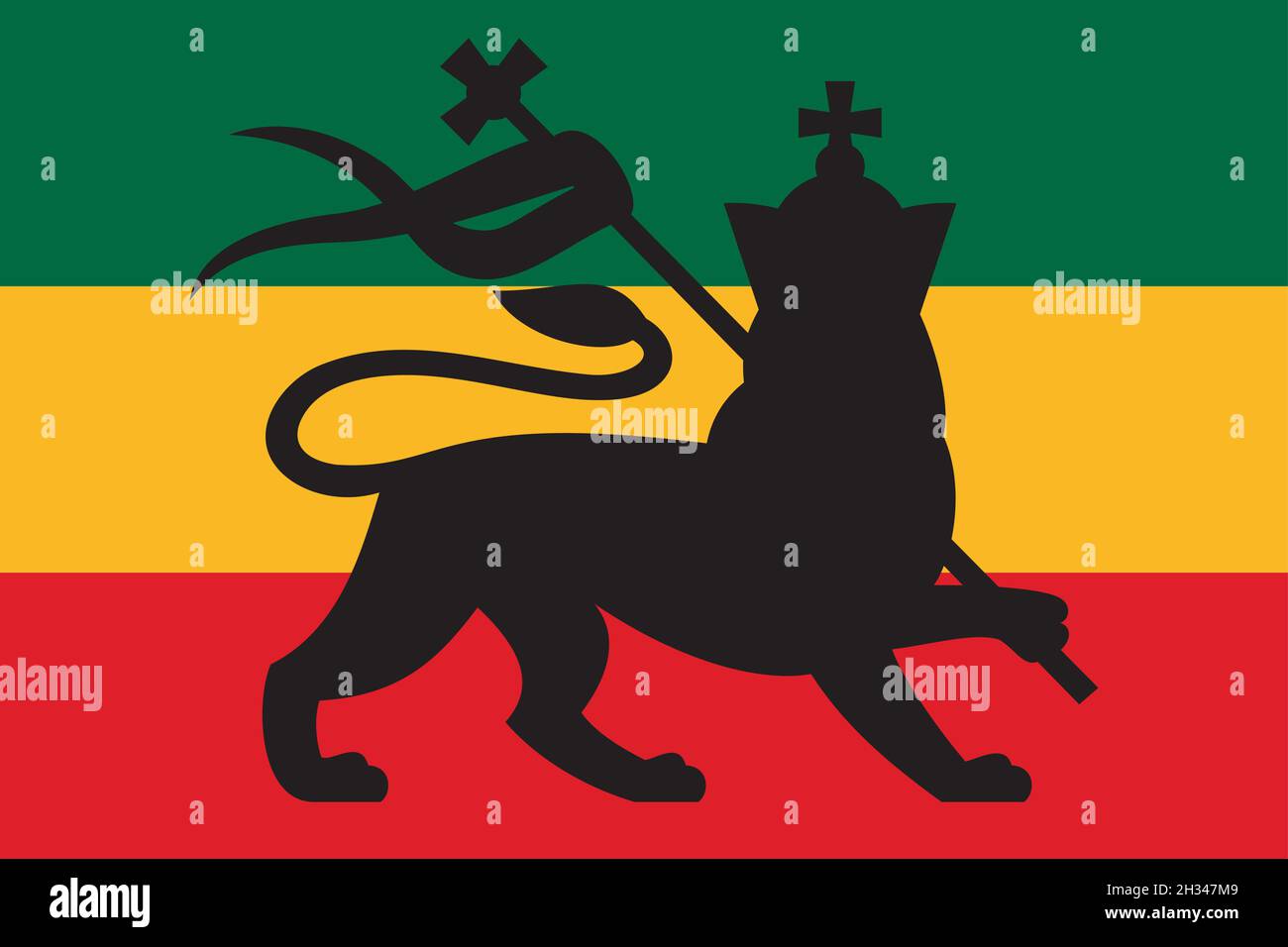 Bandiera Rastafariana con il leone di giuda (sfondo reggae) illustrazione vettoriale Illustrazione Vettoriale