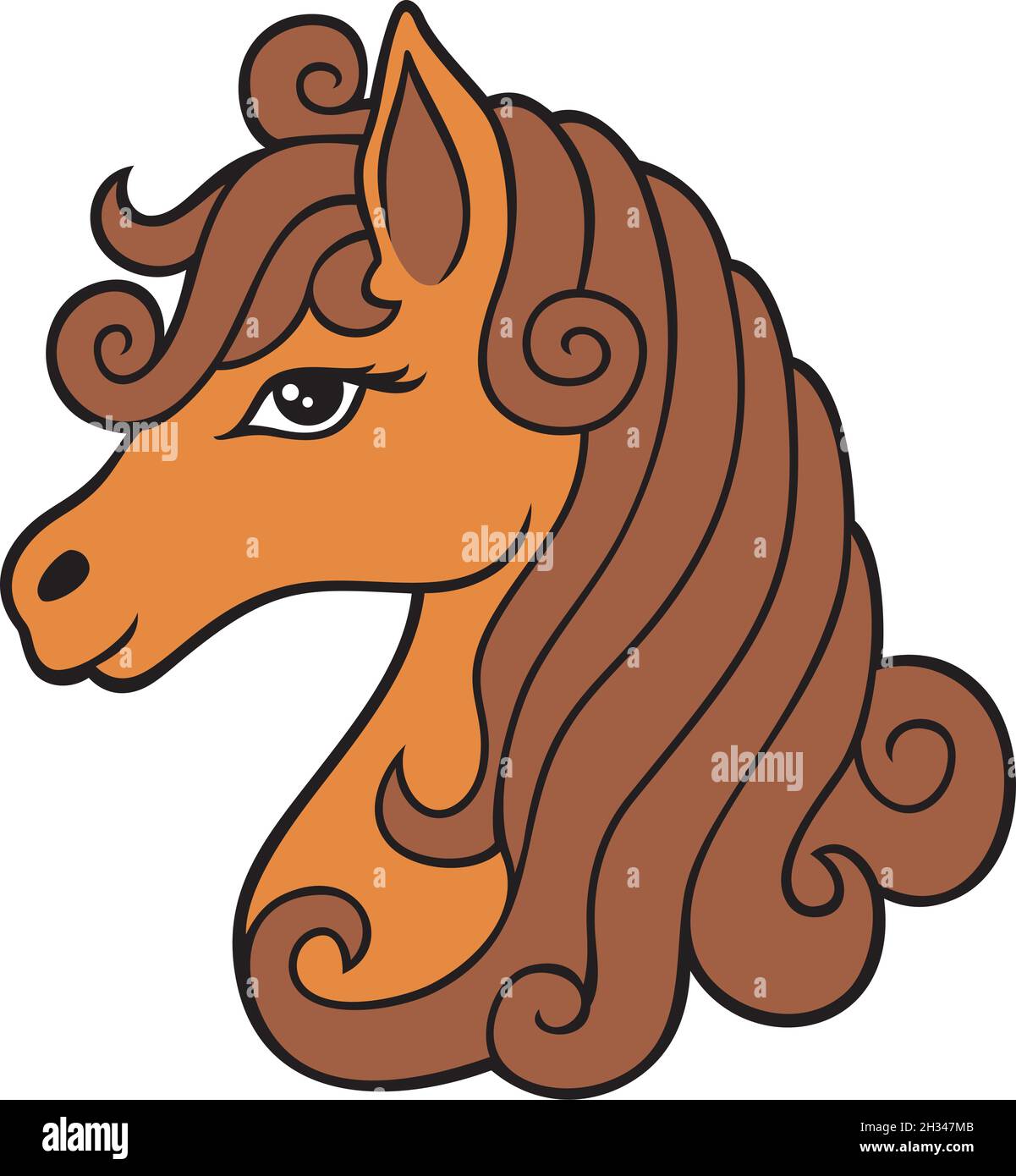 Illustrazione vettoriale del colore della testa del cavallo Illustrazione Vettoriale
