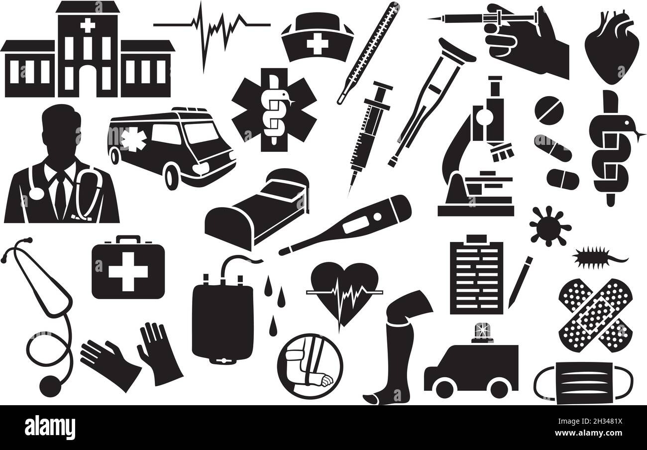 Icone mediche Imposta illustrazione vettoriale Illustrazione Vettoriale