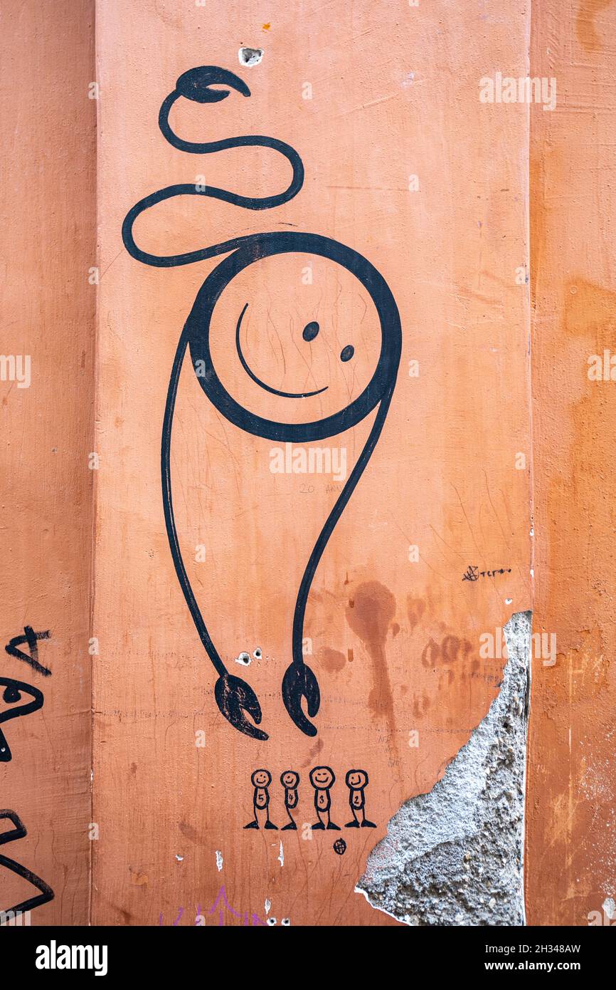 Arte di strada nel quartiere Trastevere di Roma Foto Stock