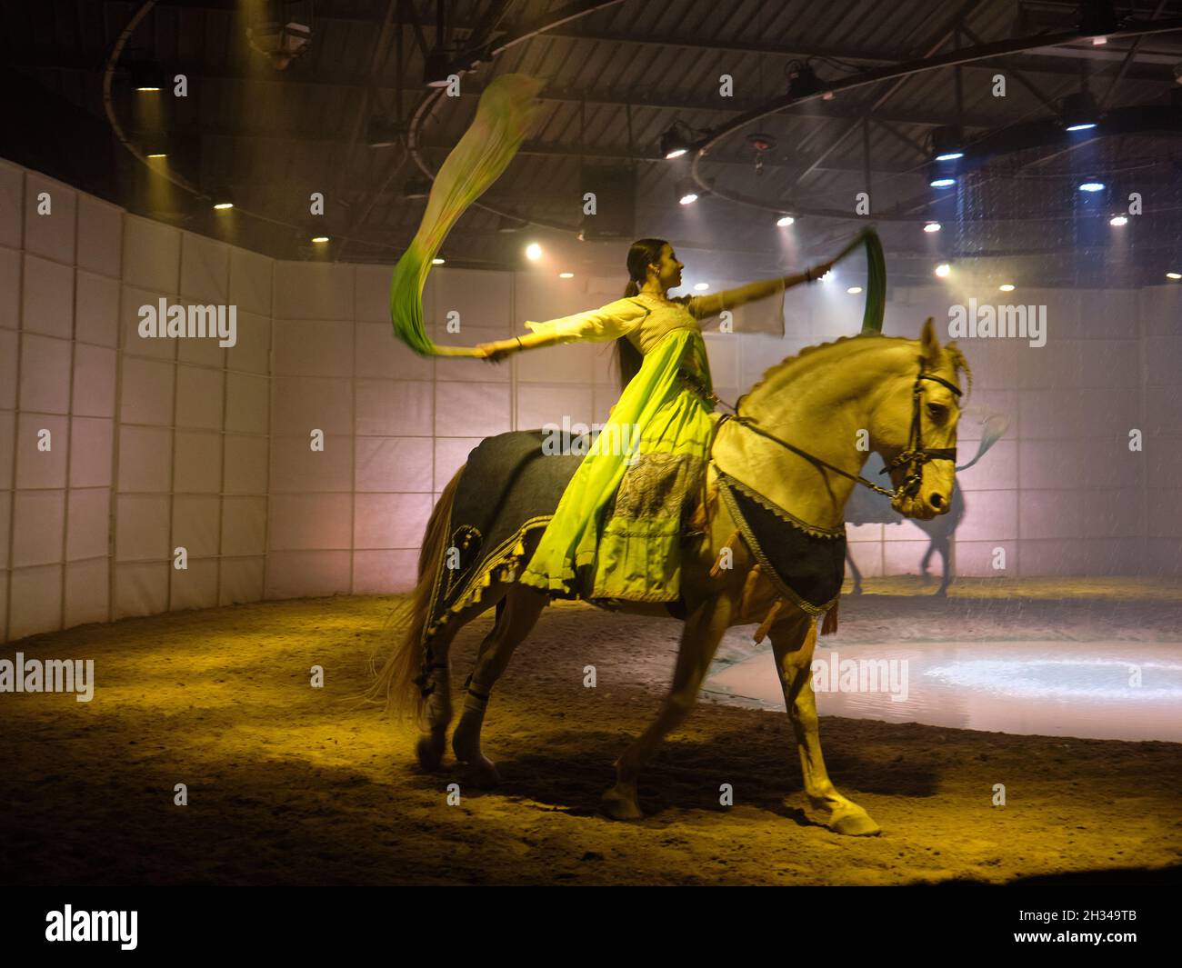 Mostra di cavalli al Centro Equestre Artequs, Alhaurin de la Torre, provincia di Malaga, Spagna. Foto Stock