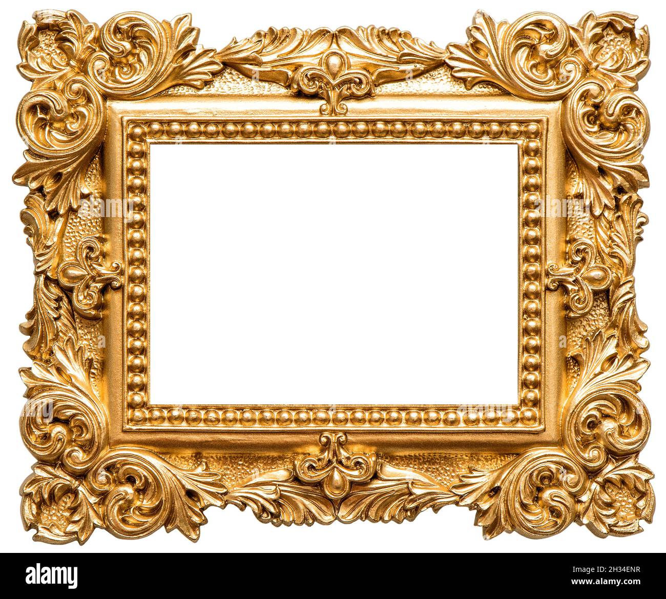 Cornice barocca dorata isolata su sfondo bianco Foto stock - Alamy