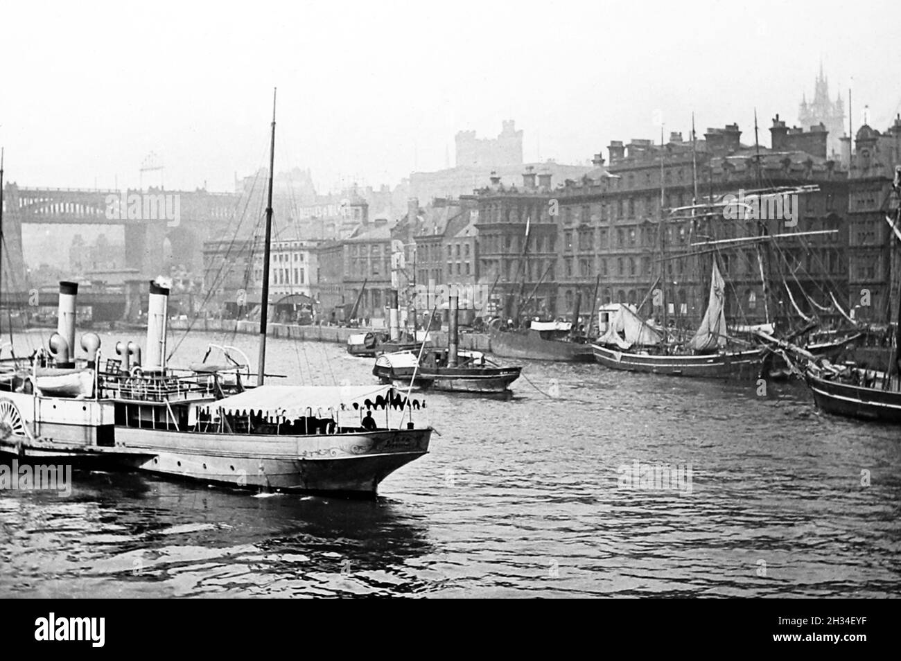 Il fiume Tyne, Newcastle upon Tyne, periodo vittoriano Foto Stock