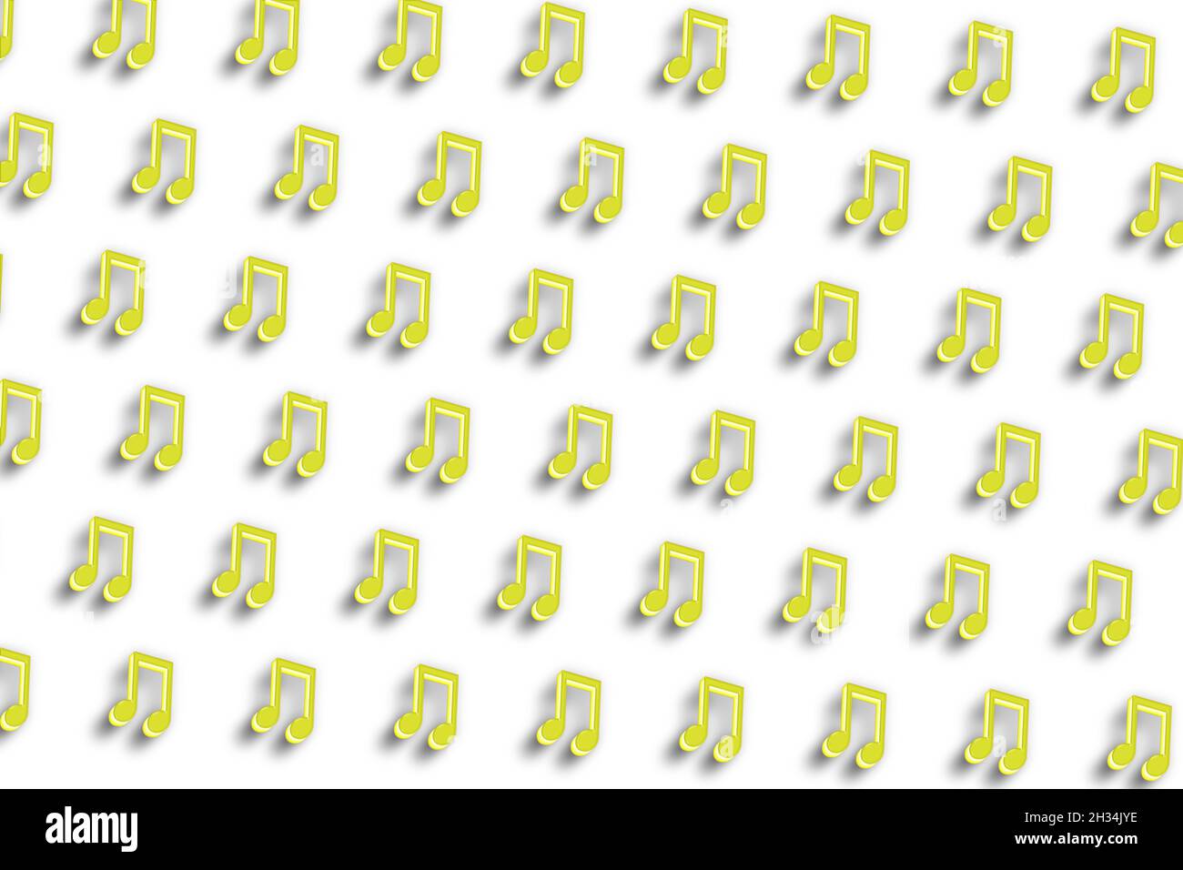 Simbolo dell'ottava nota trasmesso via IR, sfondo musicale, sfondo bianco minimo Foto Stock