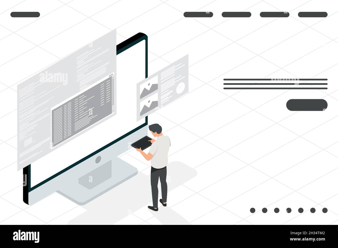 sviluppatore di software a carattere desktop Illustrazione Vettoriale