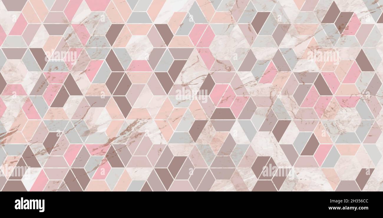 Astratto motivo geometrico elegante sfondo rosa con forma poligonale colore pastello e struttura marmorea Illustrazione Vettoriale