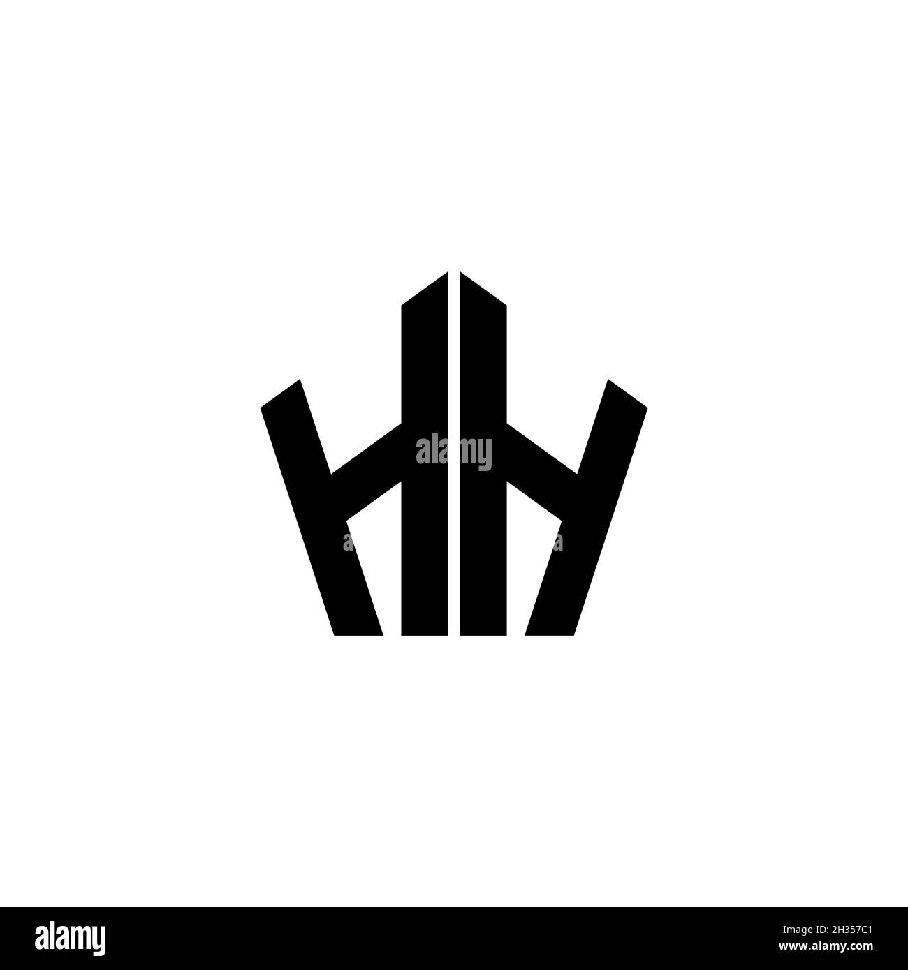 Lettera del logo del monogramma HH con disegno di forma geometrica poligonale isolato su sfondo bianco. Stella poligonale, stella di scudo geometrico. Illustrazione Vettoriale