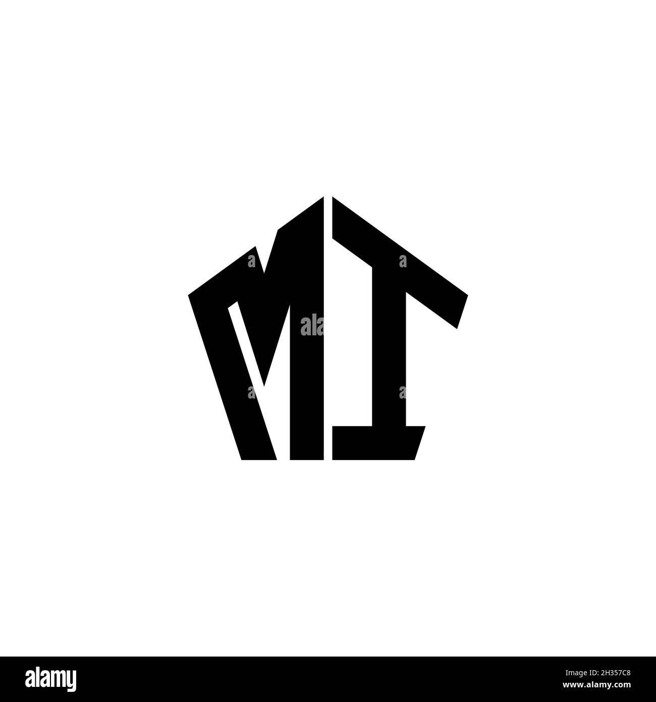 LETTERA del logo MI Monogram con forma geometrica poligonale, isolata su sfondo bianco. Stella poligonale, stella di scudo geometrico. Illustrazione Vettoriale