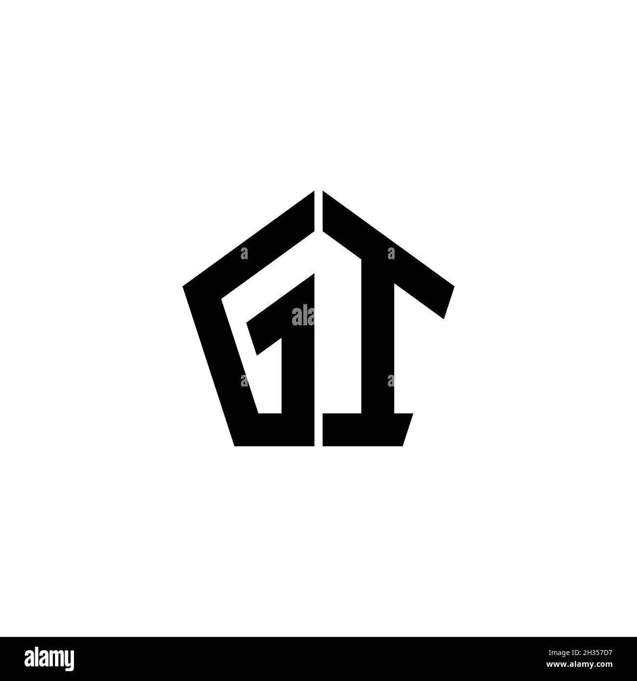 Lettera del logo del monogramma GI con forma geometrica poligonale, isolata su sfondo bianco. Stella poligonale, stella di scudo geometrico. Illustrazione Vettoriale