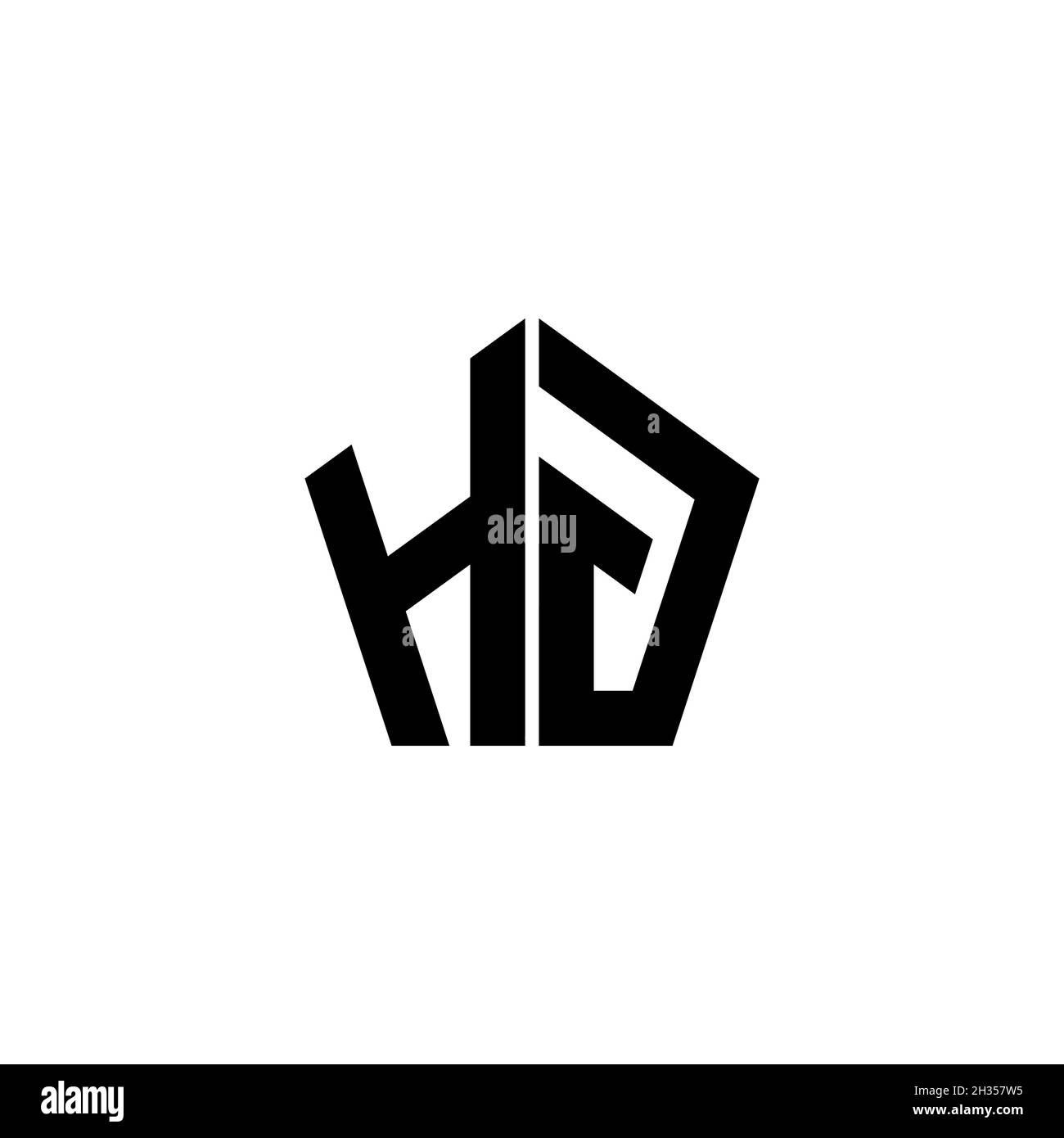 LETTERA del logo HG Monogram con forma geometrica poligonale, isolata su sfondo bianco. Stella poligonale, stella di scudo geometrico. Illustrazione Vettoriale