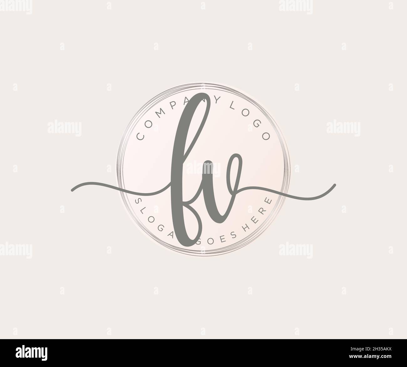 Logo FV femminile. Utilizzabile per la natura, salone, centro benessere, cosmetici e loghi di bellezza. Elemento modello di disegno con logo a vettore piatto. Illustrazione Vettoriale