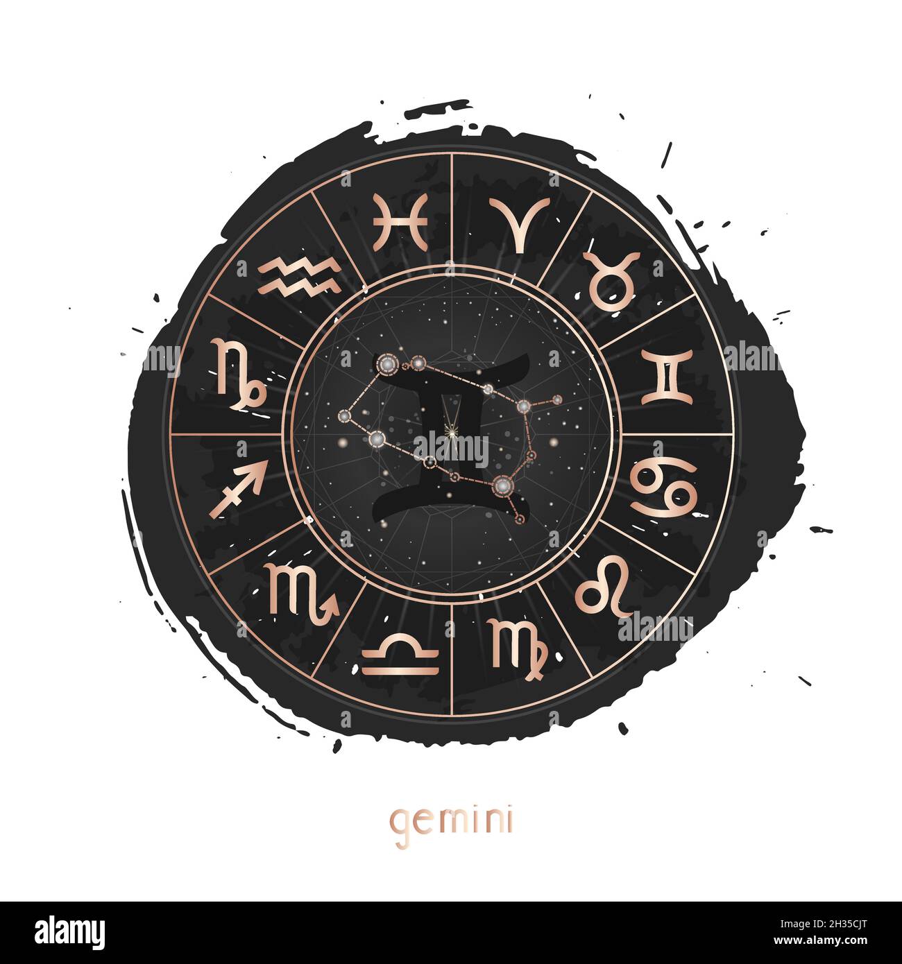 Typo - Gemini - Candela nera con segno zodiacale