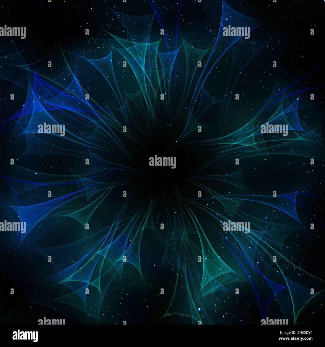 Campi di onde gravitazionali ed elettromagnetiche intorno allo spazio vuoto, collage sci-fi. Elementi di questa immagine forniti dalla NASA. Foto Stock