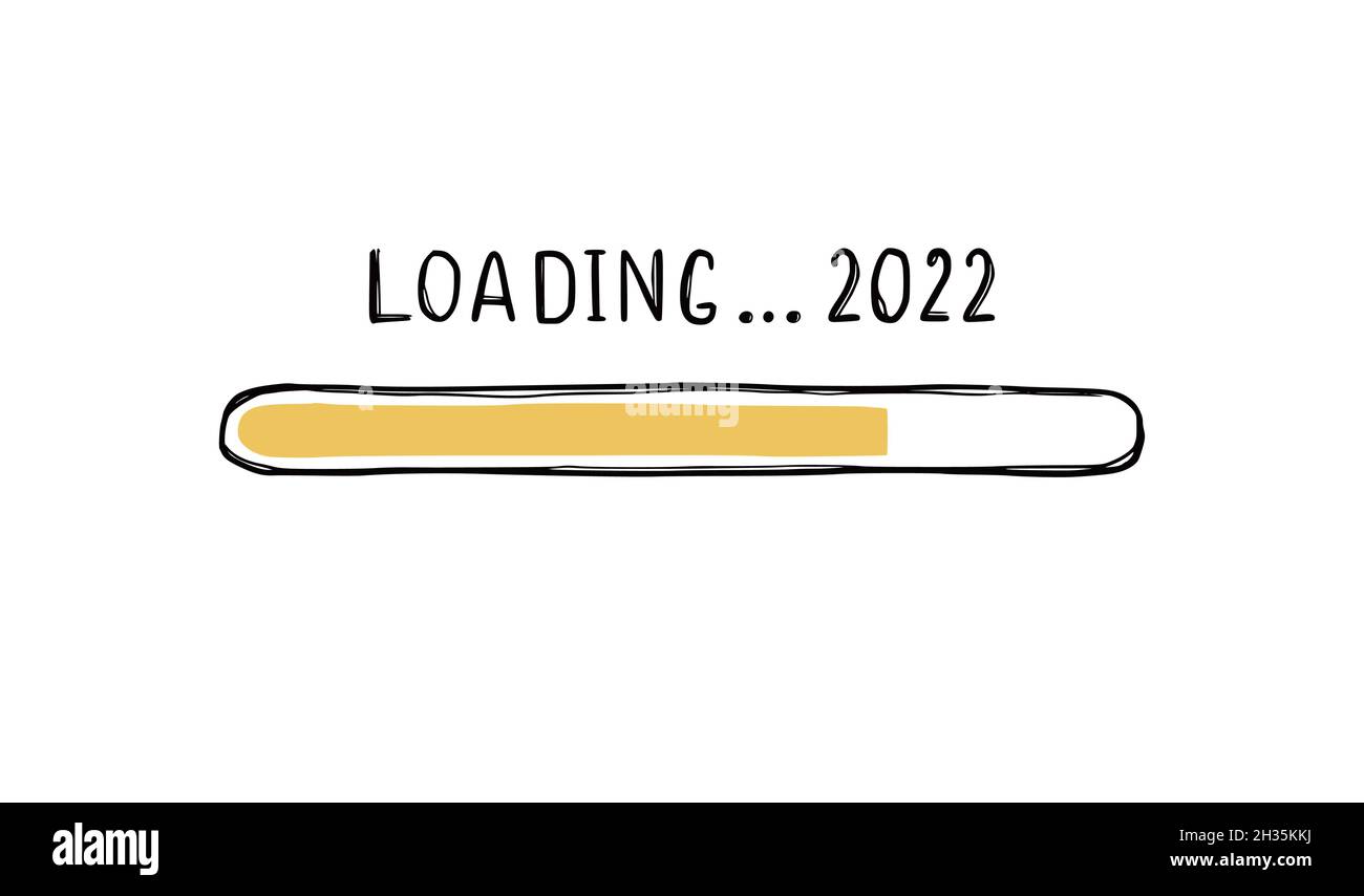 2022 barretta di carico di Capodanno. Natale presto, anno fine concetto di barra di carico. Stile di schizzo della linea disegnata a mano. Illustrazione vettoriale isolata. Illustrazione Vettoriale