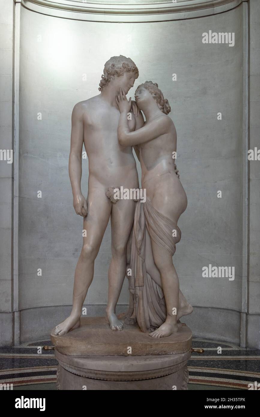 Venere e Adonis, di Antonio Canova, marmo bianco, 1794, Museo d'Arte e Storia, Ginevra, Svizzera Foto Stock