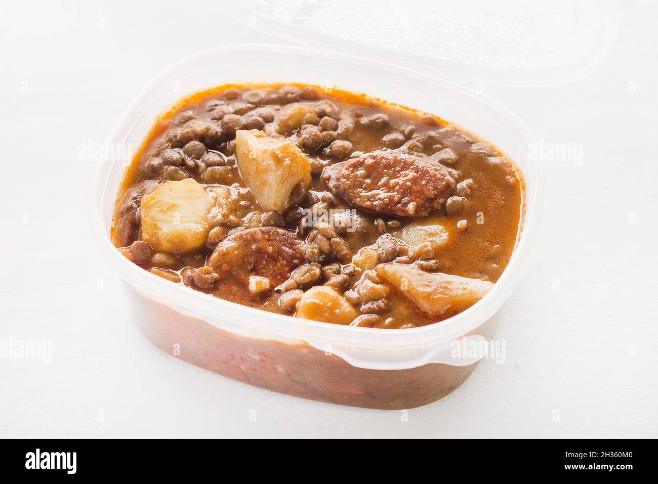 Lenticchie cucinate a mano take away Foto Stock