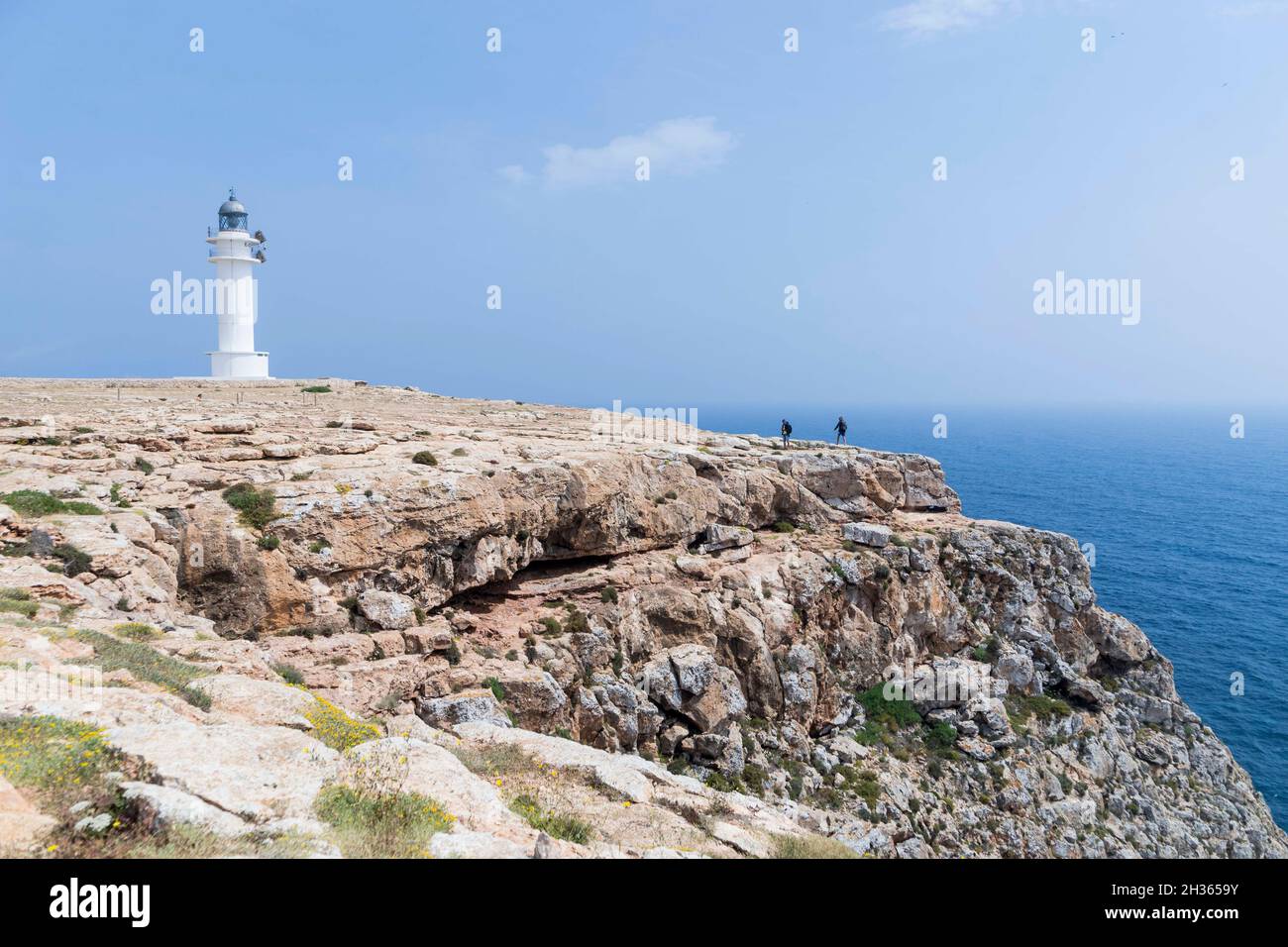 Seascape, Cap de Barbaria, Faro, Paesaggio, Isole Baleari, Formentera, Spagna Foto Stock