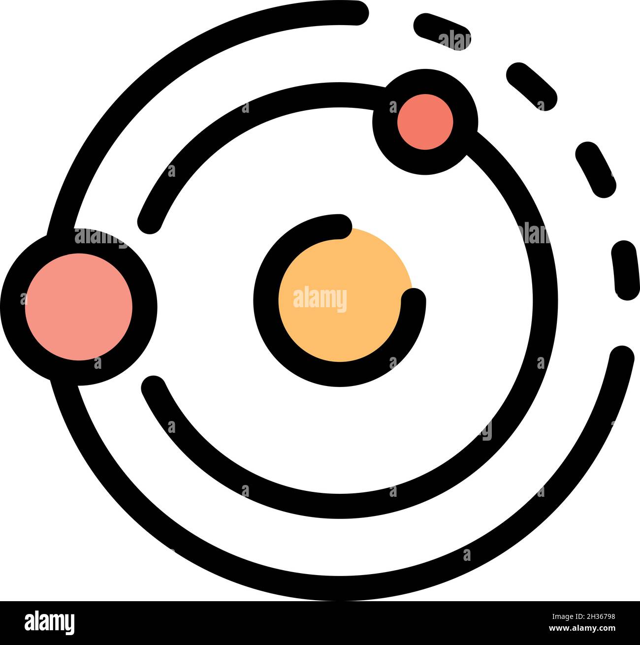Icona gravità universo sistema solare. Contorno solare sistema universo gravità vettore icona colore piatto isolato Illustrazione Vettoriale