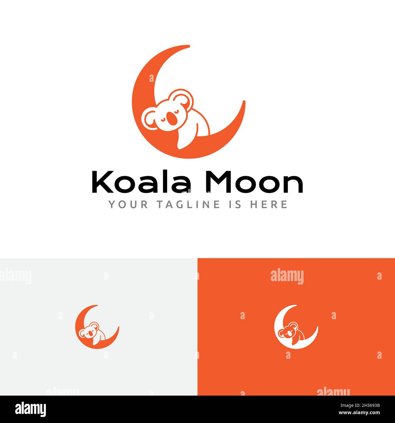Adorabile Koala Crescent Moon Sleeping Dreaming Marsupial Animal Logo Illustrazione Vettoriale