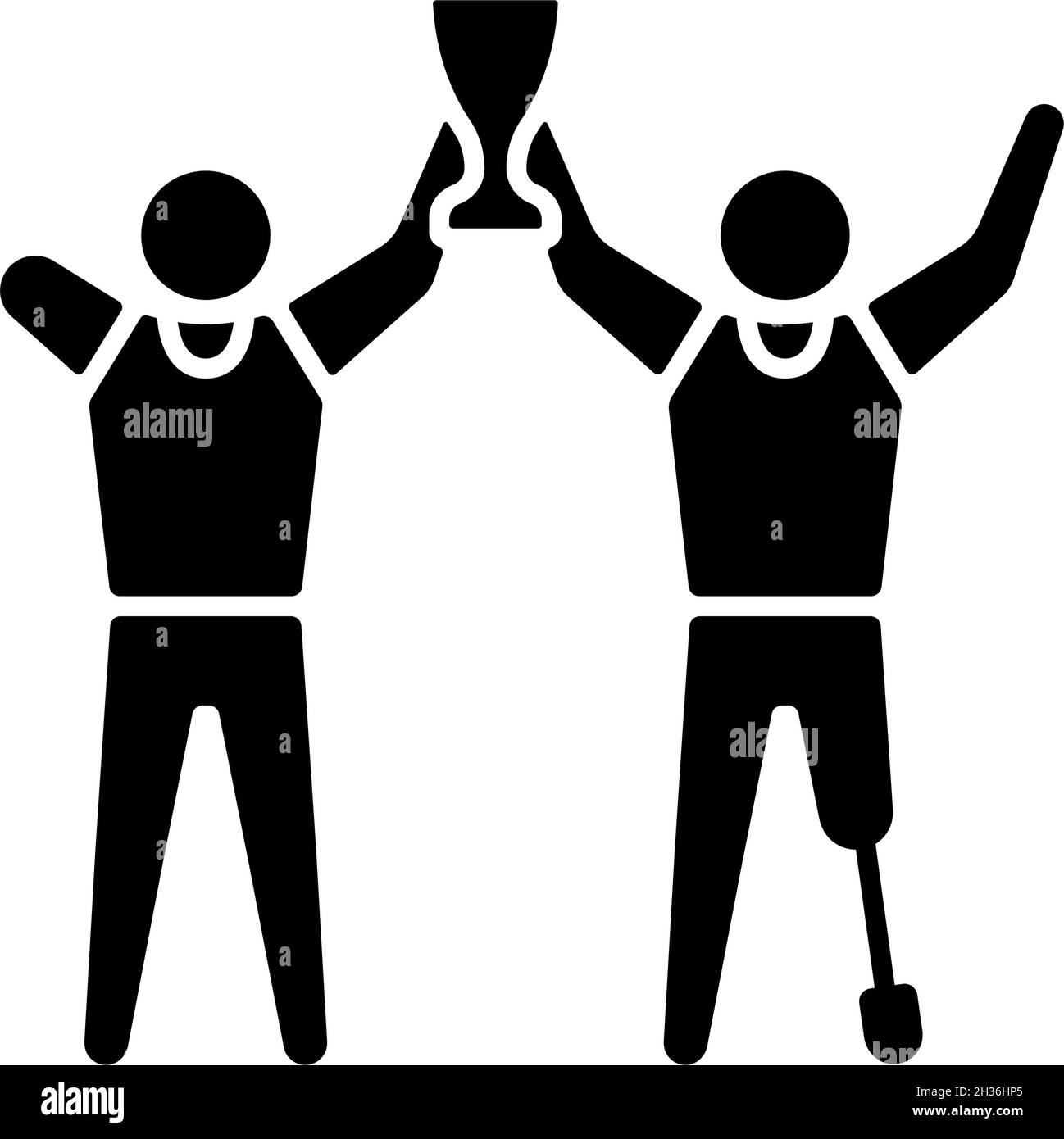 Sportivo con compromissione fisica icona glifo nero Illustrazione Vettoriale