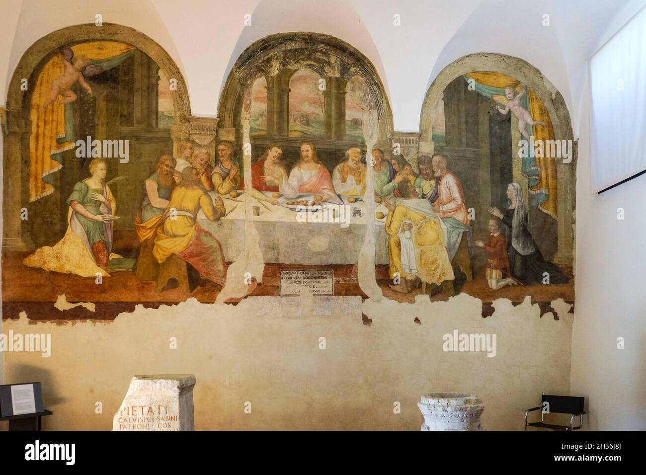 Museo Archeologico Nazionale, ultima cena fresco, Spoleto, Umbria, Italia, Europa Foto Stock