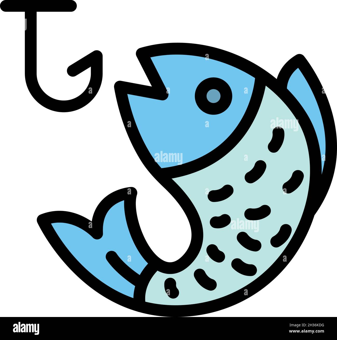 Icona di richiamo del pesce. Contorno pesce richiamo vettore icona colore piatto isolato Illustrazione Vettoriale