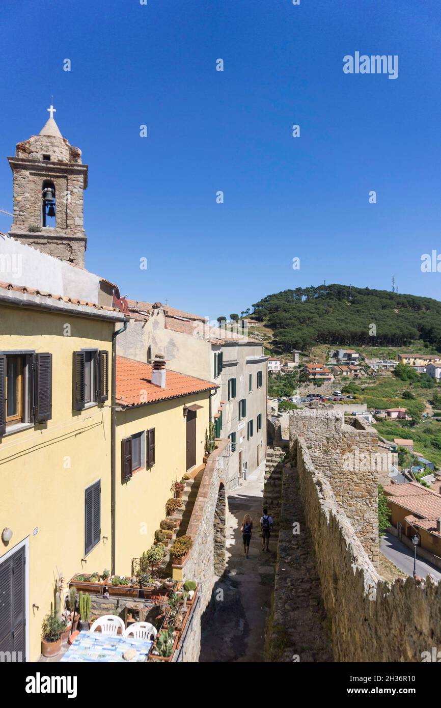 Mura antiche, Giglio Castello, Isola del Giglio, Arcipelago Toscano, Toscana, Italia, Europa Foto Stock