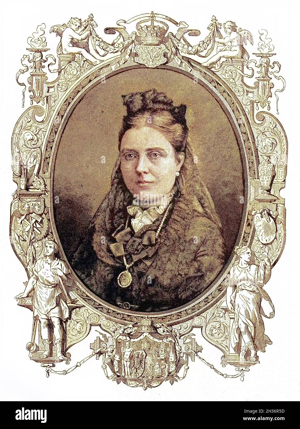 La Potrait di Victoria Adelaide Mary Louisa, Principessa di Gran Bretagna e Irlanda VA, dal 1888 Imperatrice Federico, 21 novembre 1840 - 5 agosto 1901, fu Regina di Prussia e Imperatrice tedesca / Potrait von Victoria Adelaide Mary Louisa, Prinzessin von Grossbritannien und Irland VA, ab 1888 Kaiserin Friedrich, 21. 1840 novembre - 5. Agosto 1901, guerra Koenigin von Preussen und deutsche Kaiserin, Historisch, storico, digitale migliorata la riproduzione di un originale del 19 ° secolo / digitale Reproduktion einer Originalvorlage aus dem 19. Jahrhundert, Koloriert, Kolorierung, koloriert, handkolo Foto Stock