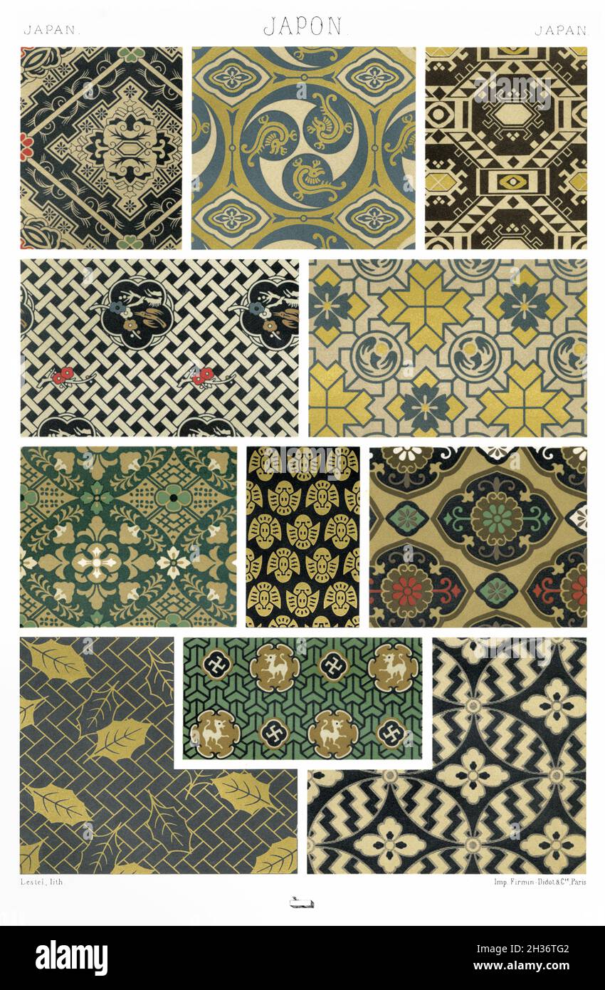 Giapponese - decorazione di tessuti antichi. - dall'Ornamento 1880 Foto  stock - Alamy