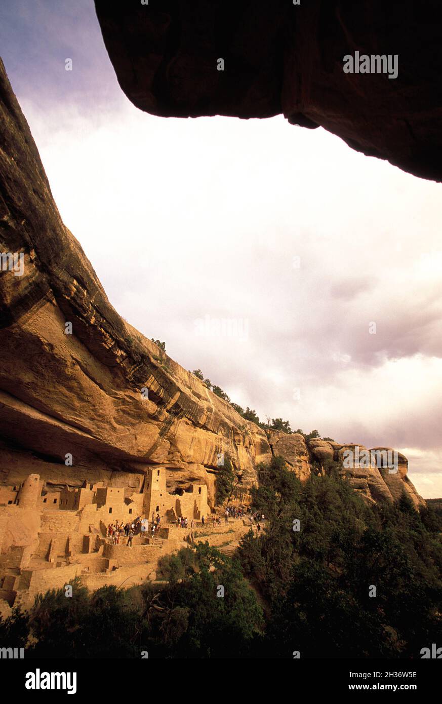 USA, COLORADO . MESA VERDE NAT. PARCHEGGIO. IL PALAZZO DELLA SCOGLIERA. (PATRIMONIO MONDIALE DELL'UNESCO) Foto Stock