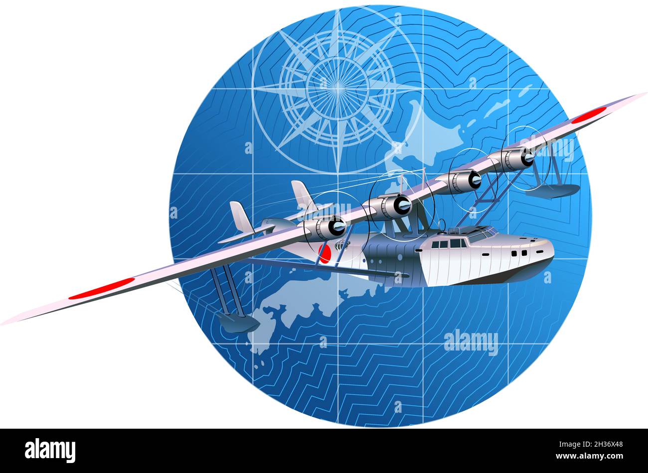 idrovolante retrò 30-40s. Formato vettoriale EPS-10 disponibile separato da gruppi e livelli per una facile modifica Illustrazione Vettoriale