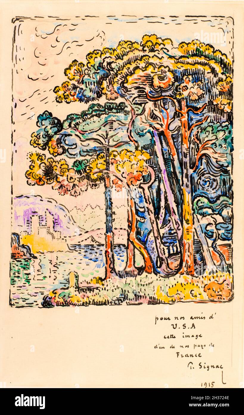 Paul Signac, paesaggio francese, pittura, 1915 Foto Stock
