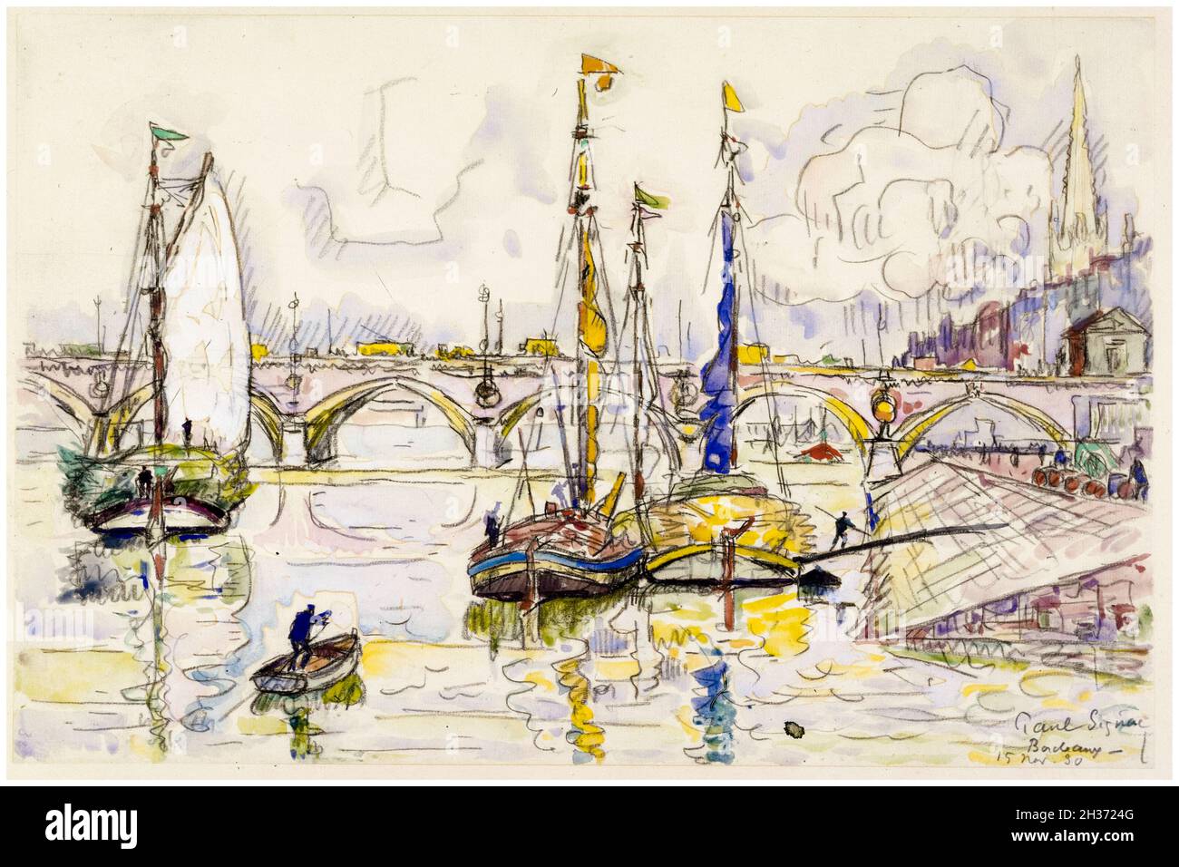 Paul Signac, il Porto di Bordeaux, pittura paesaggistica, 1930 Foto Stock