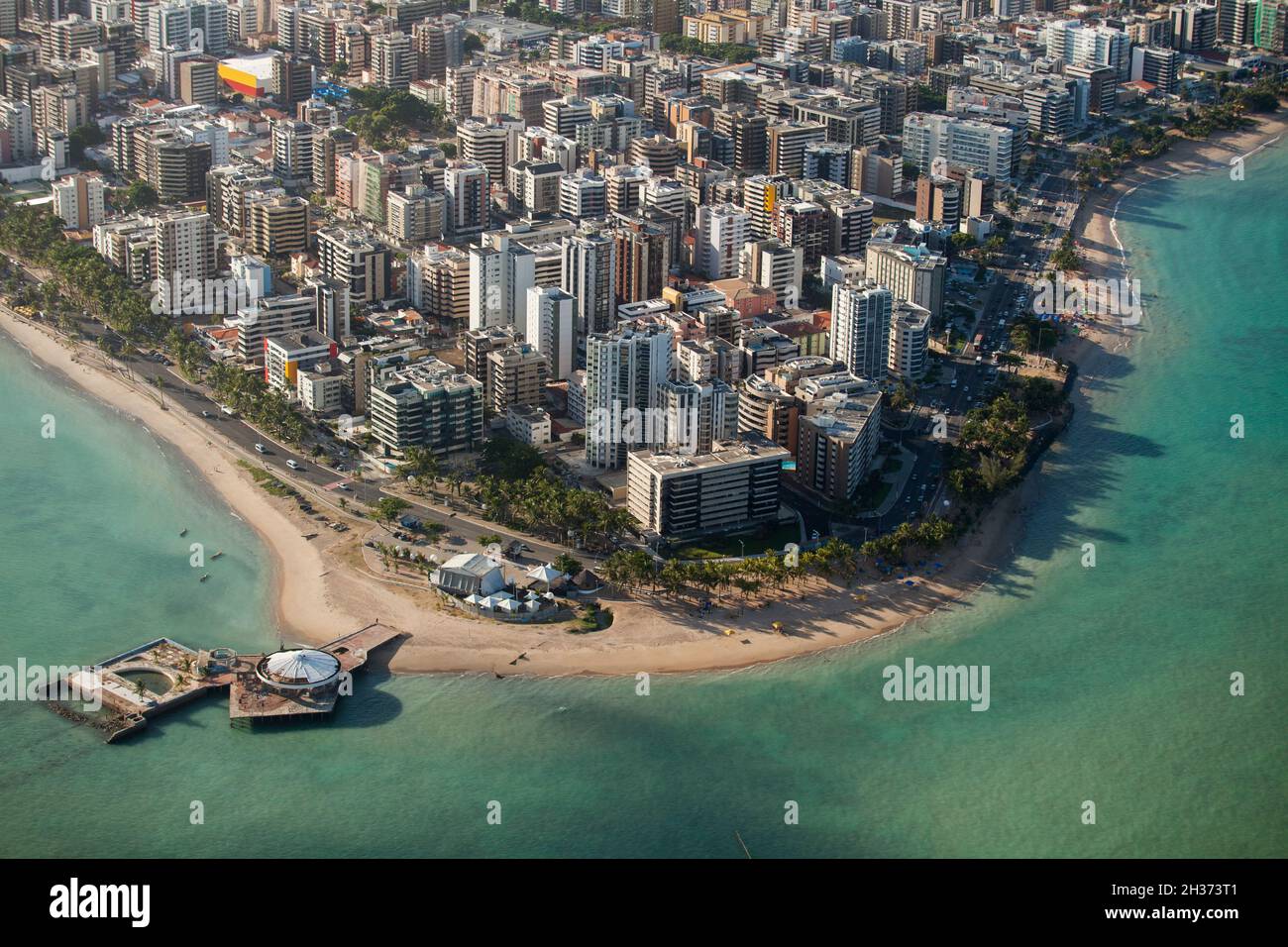 Vista aerea delle spiagge di Maceio, Alagoas, regione nord-orientale del Brasile Foto Stock
