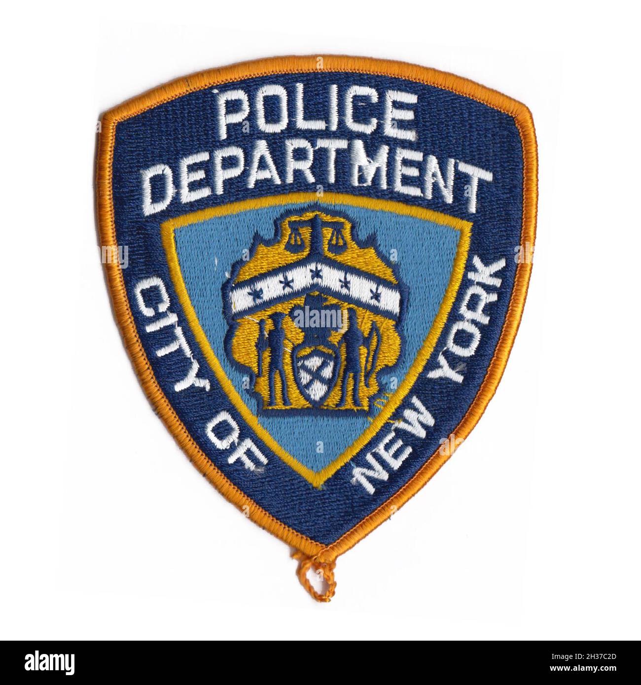 Cerotto del dipartimento della polizia DEGLI STATI UNITI isolato con sfondo bianco Foto Stock