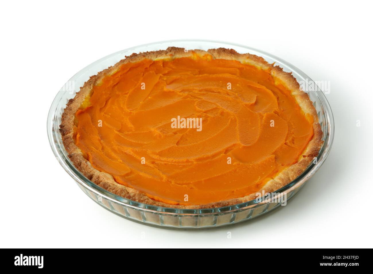 Torta di zucca isolato su sfondo bianco, primo piano Foto Stock