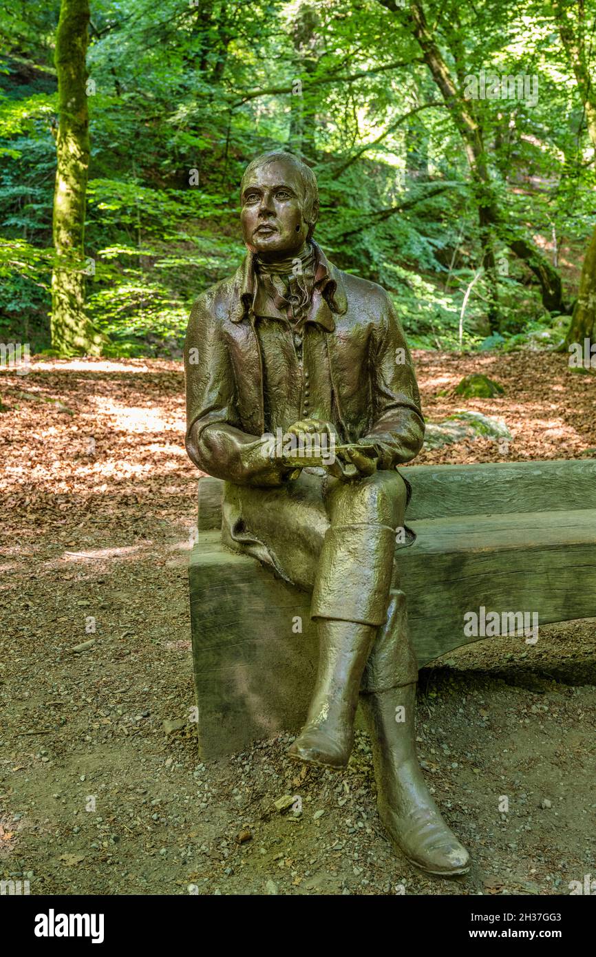 Statua di Robert Burns presso gli uccelli di Aberfeldy in Highland Perthshire, Scozia, Regno Unito Foto Stock