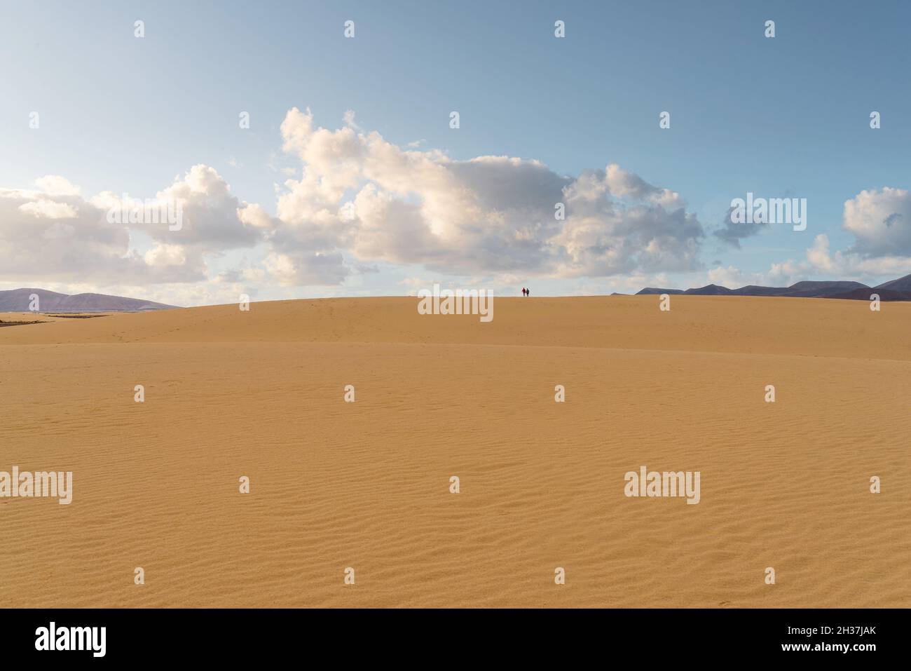 persone che camminano su una grande duna di sabbia nel deserto Foto Stock