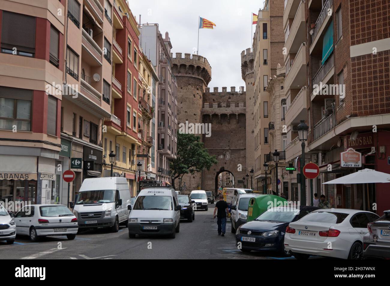 Torres de Quart (Torri) a Valencia, Spagna. Città spagnola come attrazione turistica e destinazione di viaggio Foto Stock